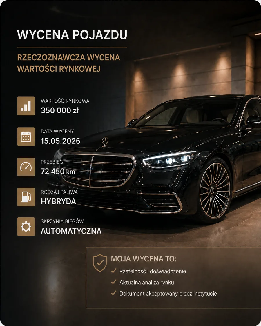 Przykładowa wycena samochodu Mercedes W223 wykonana przez rzeczoznawcę w Lublinie